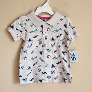 Little LAD- Collared Beach Themed T-Shirt Size 2T NWT